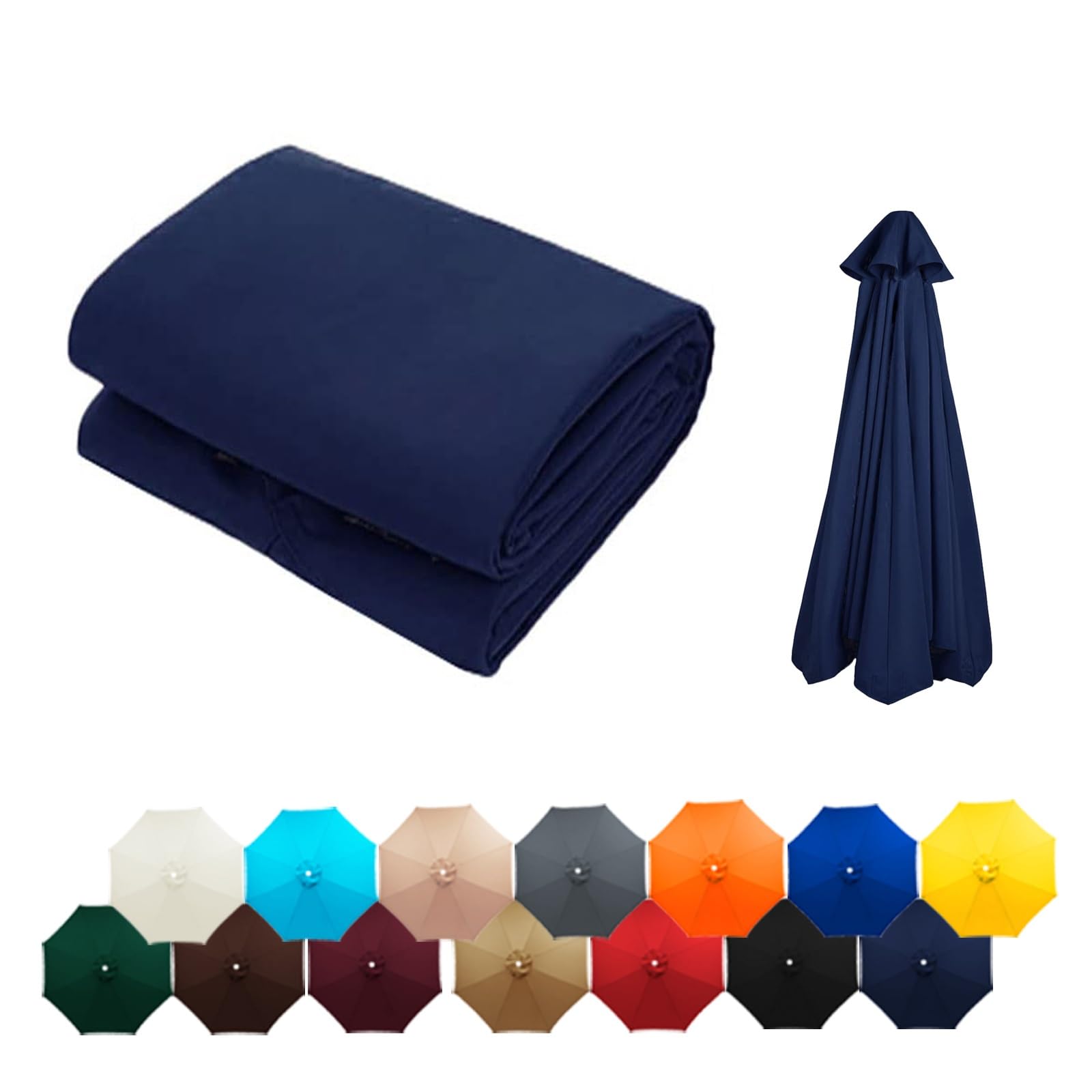 Outdoor Patio Umbrella Replacement Canopy - 6/8 Ribs UV Protective Parasol Fabric Cover - Standby Cover Only