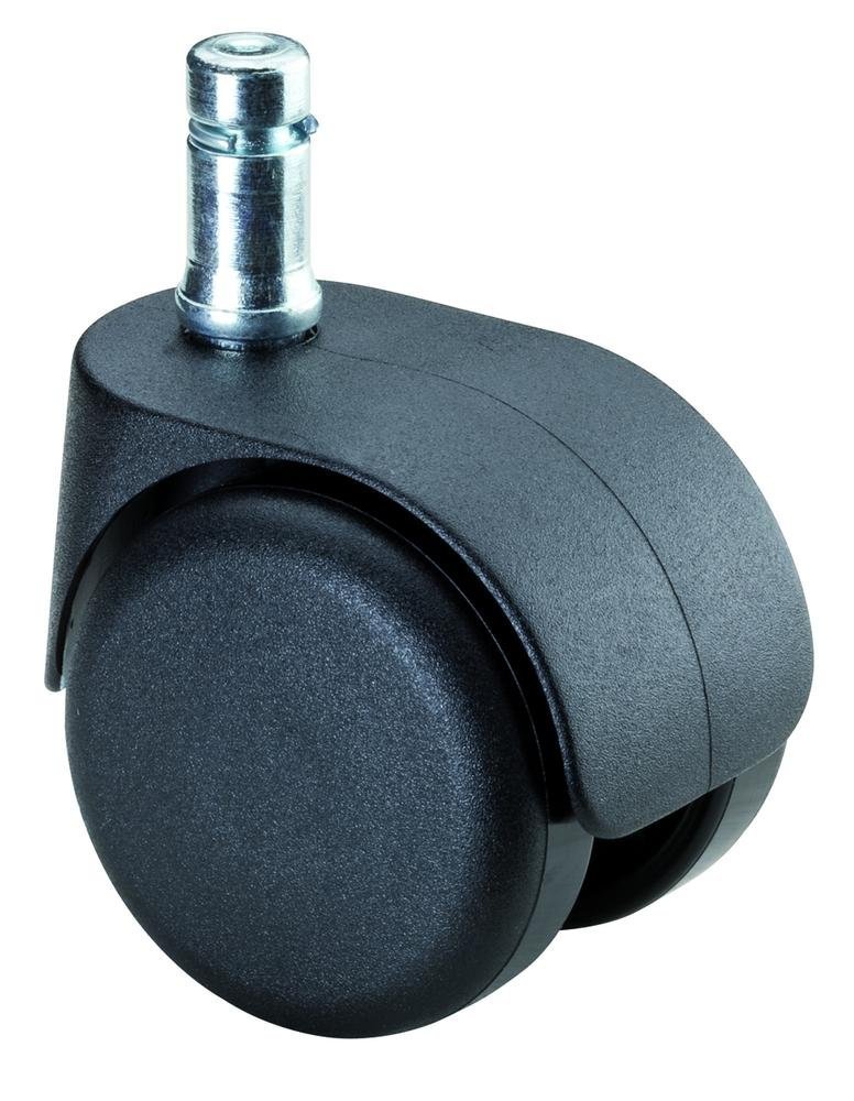 BS-Rollen G15.050/G45.010 Plastic Office Chair Castor without Lock, Soft Tread, Black, 50mm Wheel, 60mm Overall Height