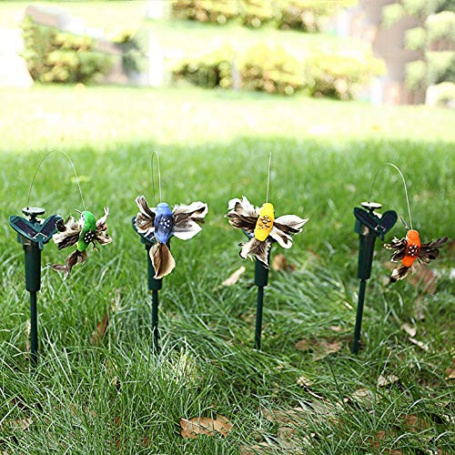 LWINGFLYER 4pcs Solar/Battery Powered Flying Wobble Fluttering Hummingbird for Garden Yard Plants Flowers Patio Landscape Outside Ornament Decor Color Random