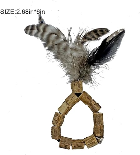Miniatura 3 de Juego de 3 piezas de juguete natural de hierba gatera Silvervine palitos de mordedura de plumas, palitos dentales de madera para gatos de interior,