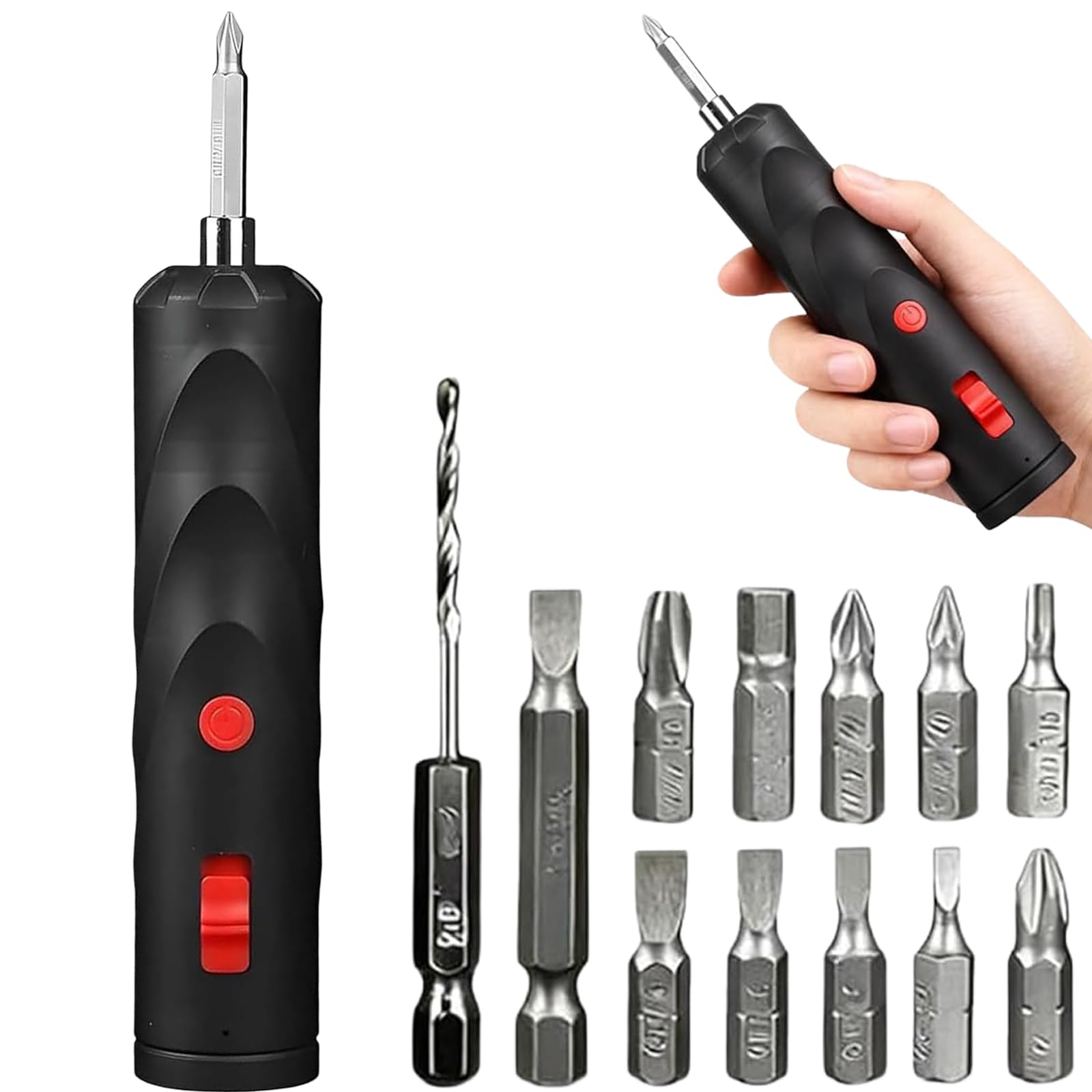 Juego de destornilladores eléctricos inalámbricos, destornillador eléctrico recargable con 12 puntas para proyectos de reparación de hogar y oficina, mini herramienta portátil