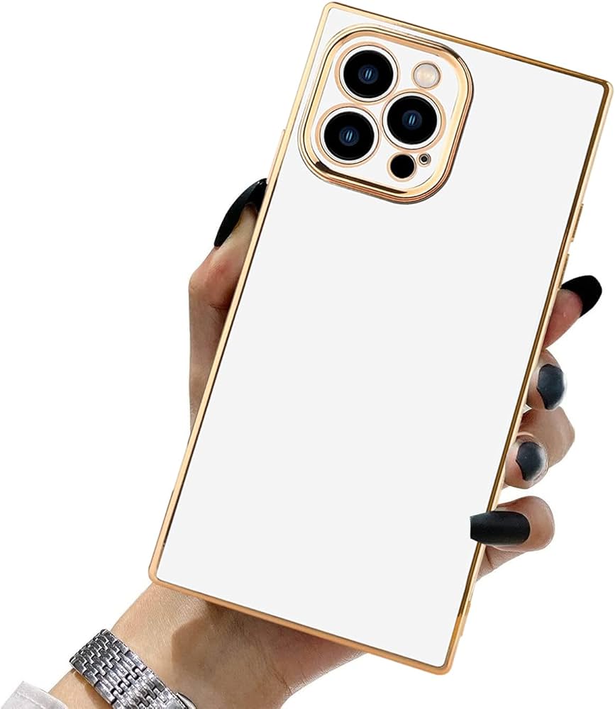 Amazon.com: Case for iPhone 13 Pro Case Gold Border White Soft TPU