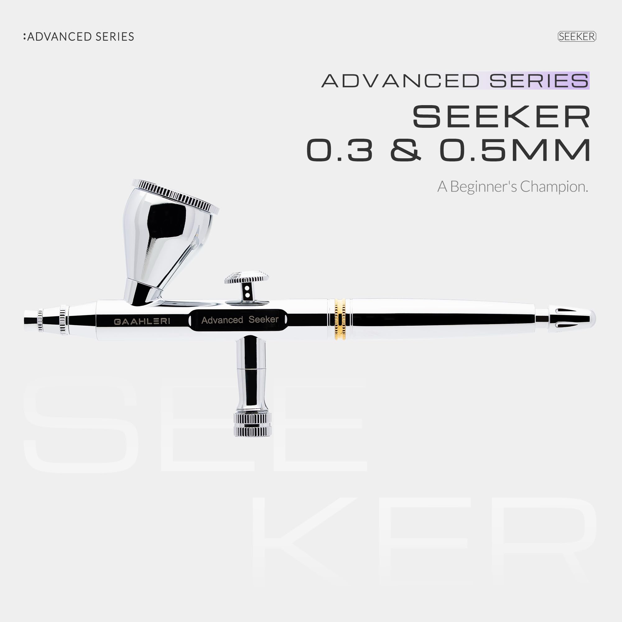 Gaahleri Seria Airbrush Seeker, Dual-Action Gravity Feed z 6-kanałową dyszą szybkiego zwalniania, zestaw podwójnych igieł/dysz 0,3 i 0,5 mm, kubek 1/85.0 g i ergonomiczna Calm Island do Gundam