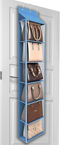 Miniatura 11 de Lirex Organizador para colgar sobre la puerta, organizador colgante de 6 bolsillos con cremallera, colgador de ropa para bufandas, sombreros, Negro