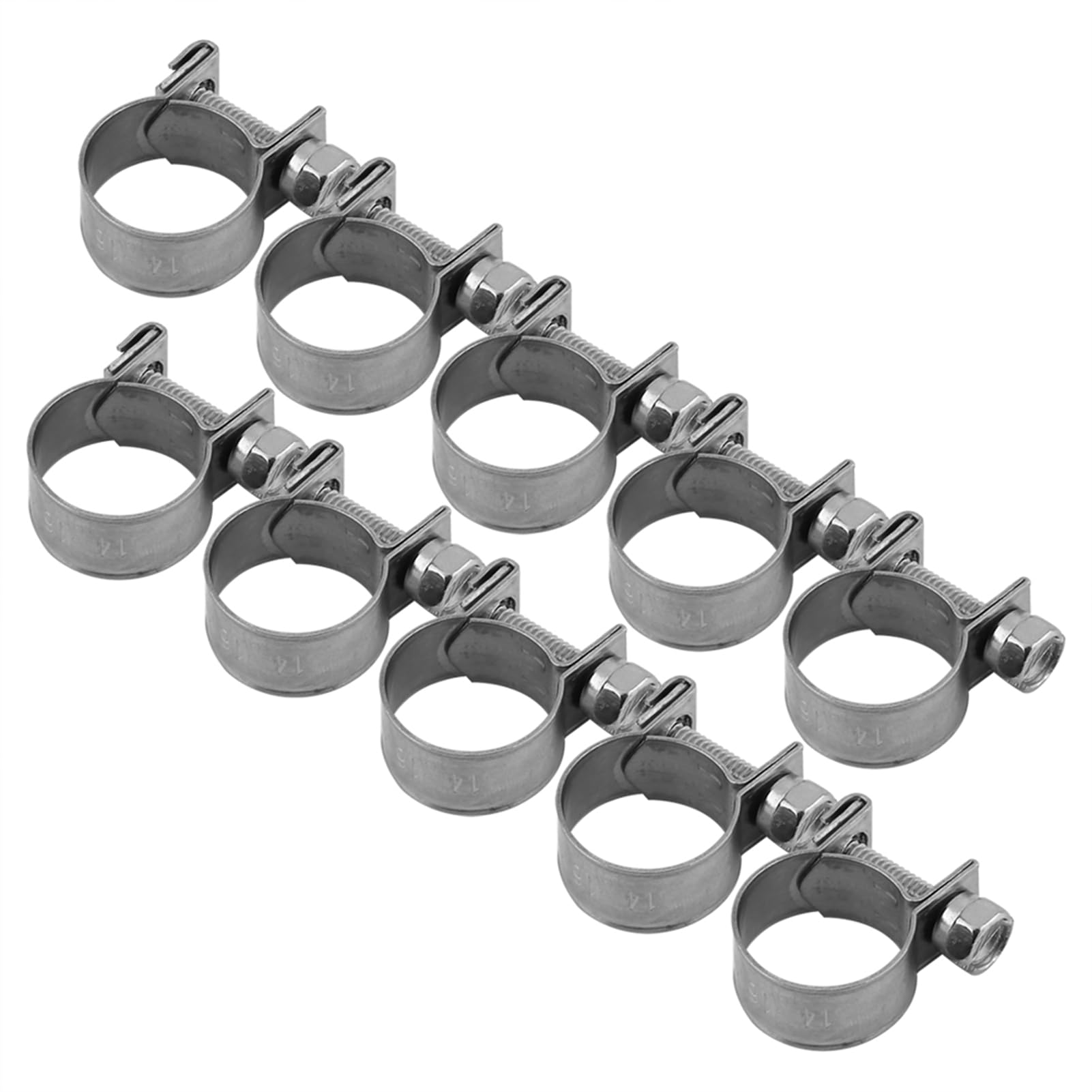 Yctze 10-teiliges Edelstahl-Schlauchschellen-Set mit Verstellbarem Durchmesser für Kraftstoff-, Wasser- und Luftschläuche in den Größen 6 Mm Bis 20 Mm (14–16)