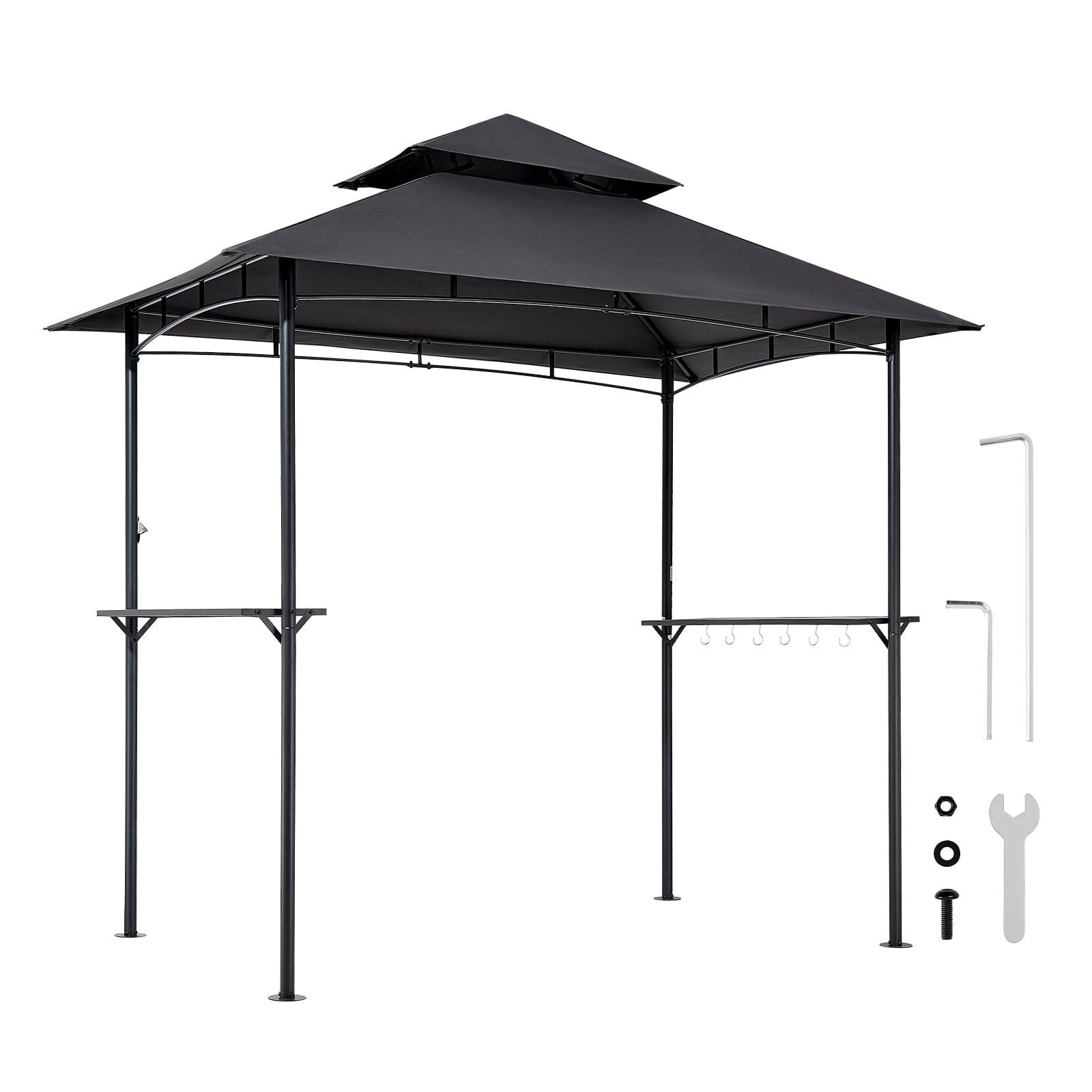 VEVOR Gazebo de Barbecue, 243 x 150 cm, Tonnelle de BBQ Extérieur avec Toit à 2 Niveaux, Abri de Barbecue de Patio en Acier à Revêtement de Poudre, pour Grillades, Fêtes, Pique-niques, Jardin, Patio