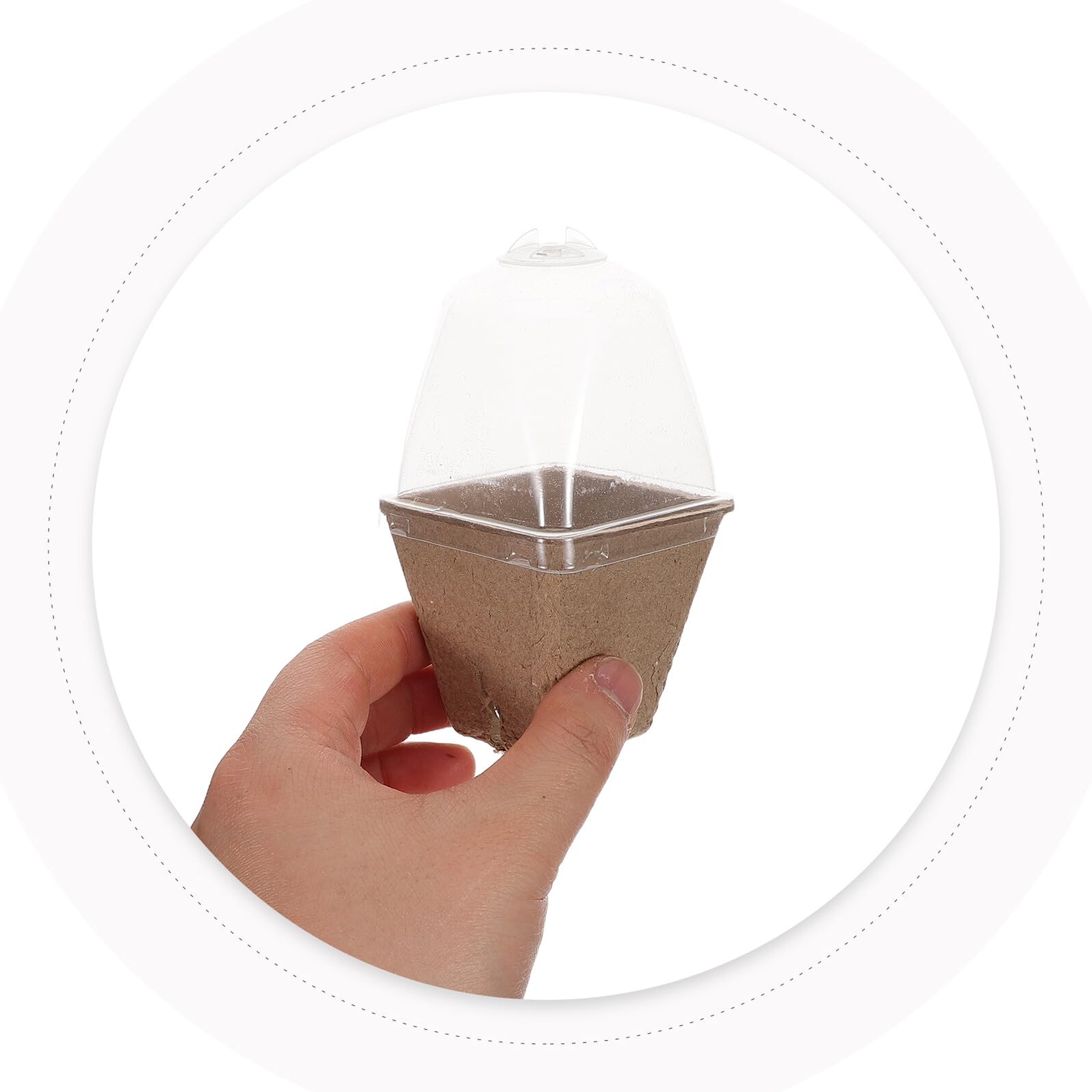 jojofuny 36 pièces Pots de Pépinière Carrés Pulpe de Papier Biodégradables avec Couvercles Ventilés pour Semis Godets de Jardinage Durables avec Drainage pour Propagation et Germination