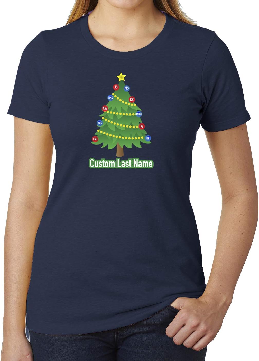 Christmas Tree with Custom Name- Family Reunion Woman's T-Shirts