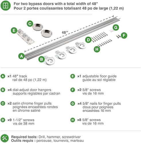 Miniatura 7 de RICHELIEU Hardware 14660BC - Kit de herrajes para puerta de derivación, zinc y latón de 60 pulgadas (59.843 in)