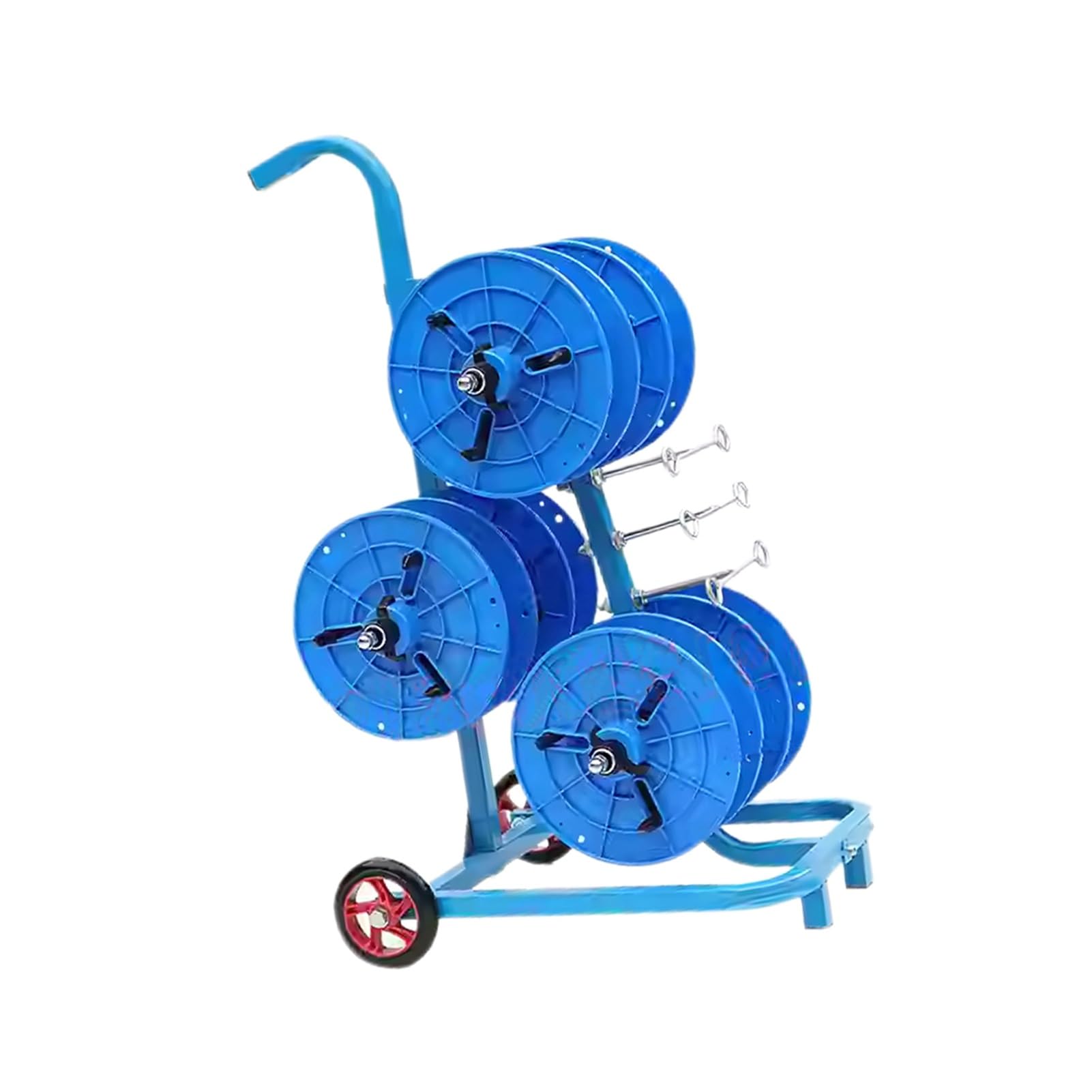 WDSOPK Wire Spool Rack,3 Rods Heavy Duty Wire Spool Cart with Wheels, Wire Dispenser Organizer,for Electrical Industrial and Garage (Blue 3 Rods Wire)