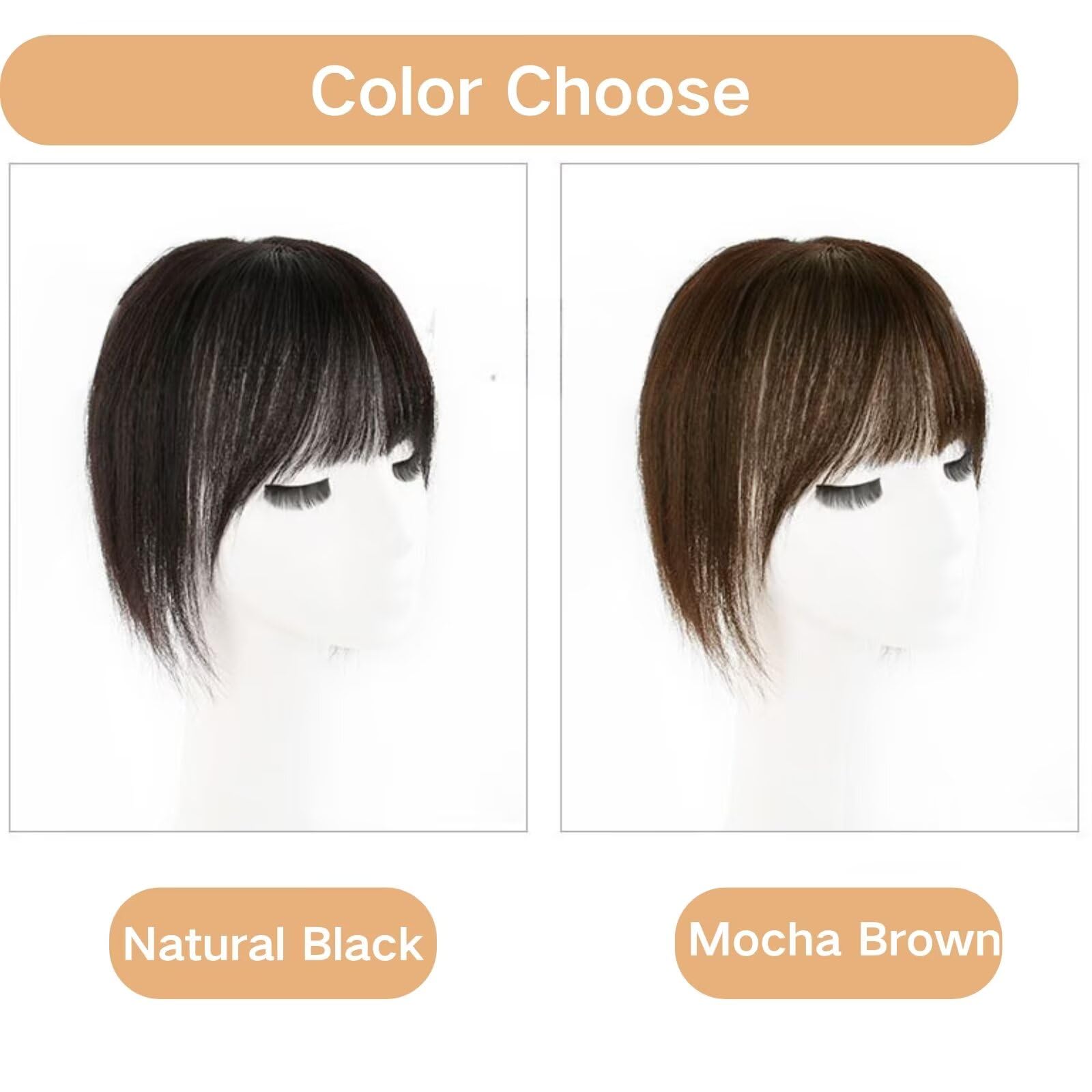 RUNRAYAY 10Inch Bangs Hair Clip in Bangs Hair Toppers for Women with Bangs Real Human Hair Clip On Bangs for Women Wispy Fack Bangs 360°Cover Lace Topper Bangs for Daily Wear Light Brown - Image 2