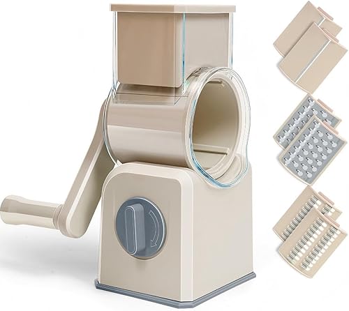 Miniatura 9 de Cortador manual de verduras – Cortador de tambor patentado con cuchillas intercambiables, funcionamiento seguro y rápido de manivela – para