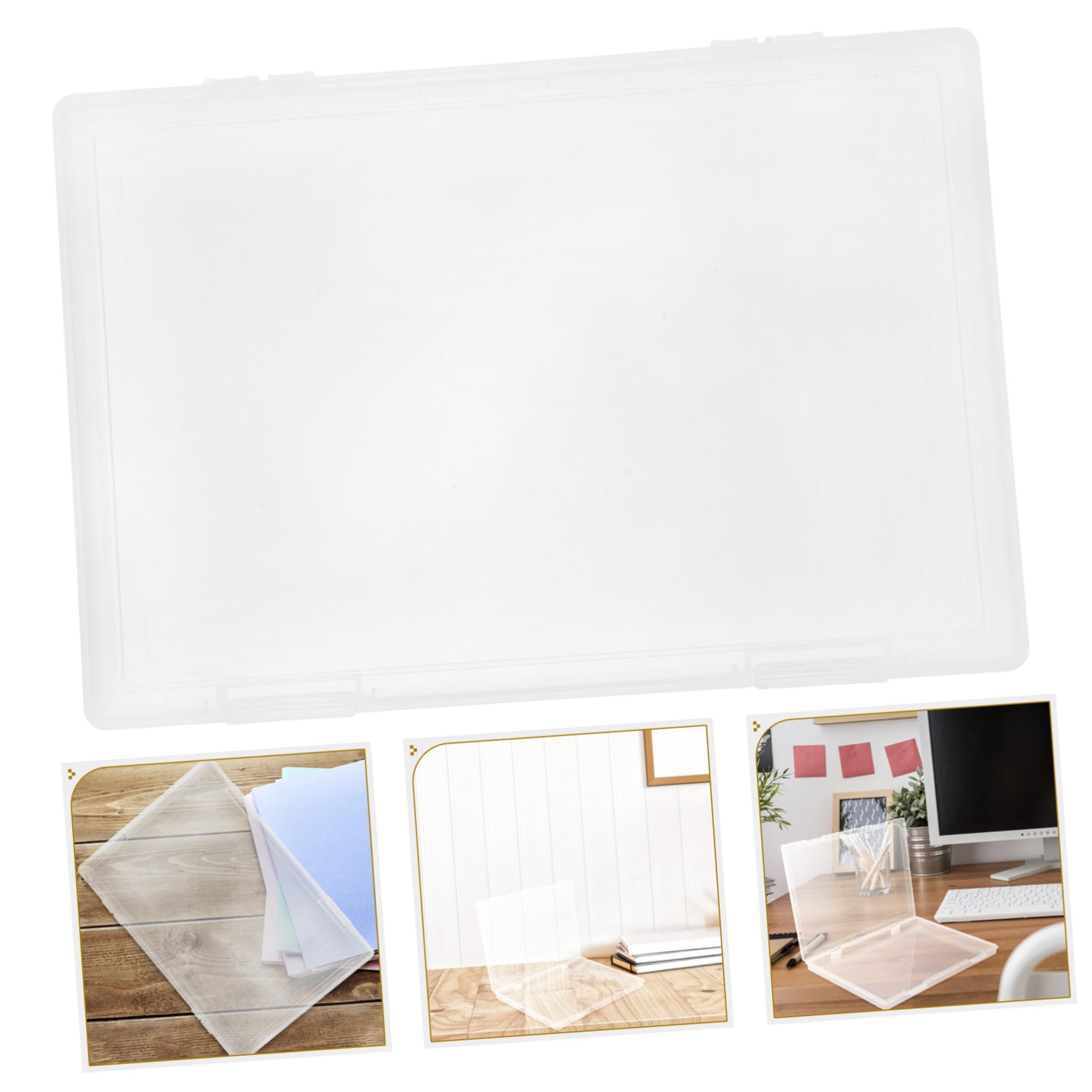 2stücke Datei-aufbewahrungsbox Mit Deckel Transparente Kunststoffbox Für Akten Fotoalben Dokumente Grußkarten Papier Und Schreibwaren Tragbarer Organizer Für Büro Und Schule