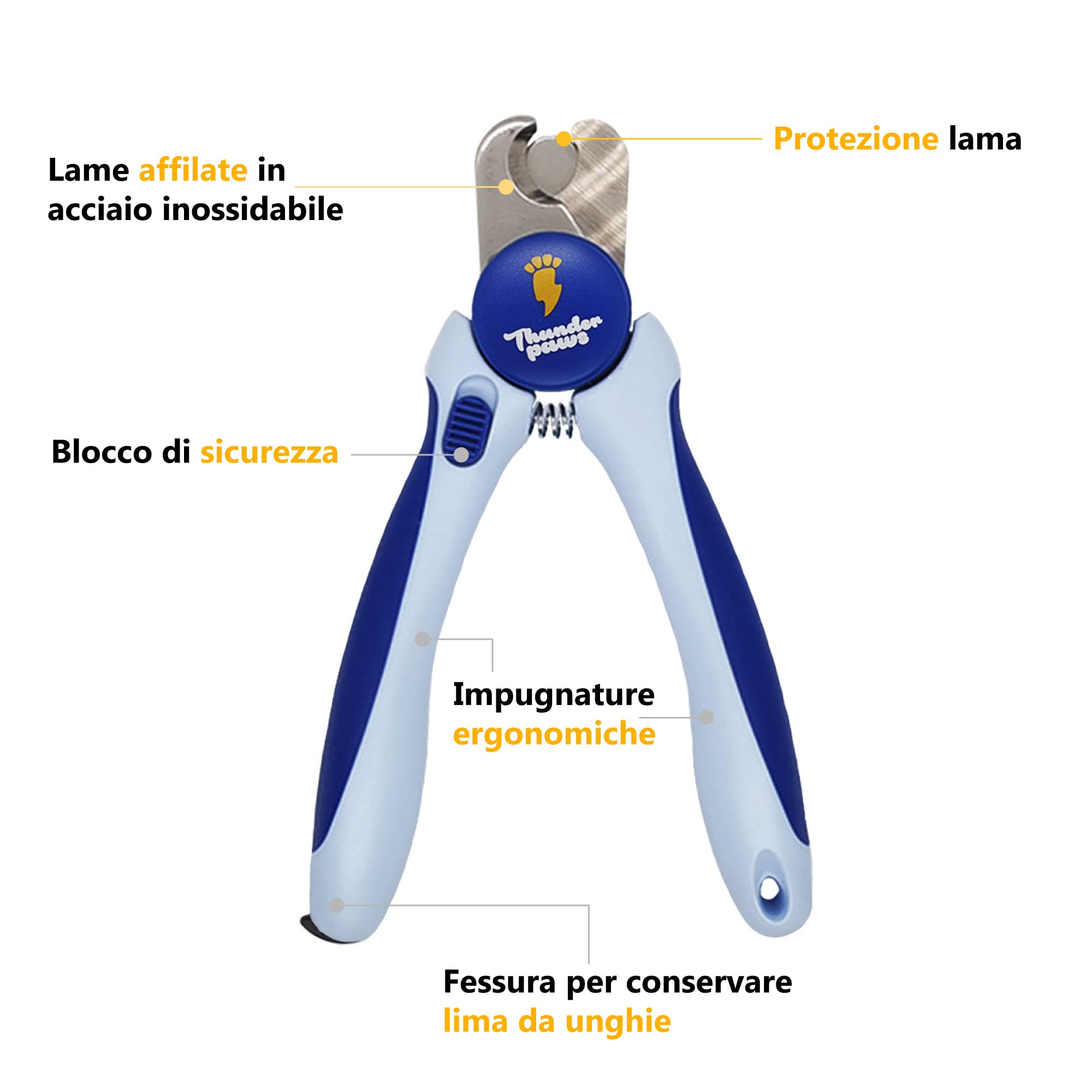 Thunderpaws tagliaunghie Professionale graduale per Cani con Blocco di Protezione, Serratura di Sicurezza e Lima per Unghie (Medio-Grande, Blue)