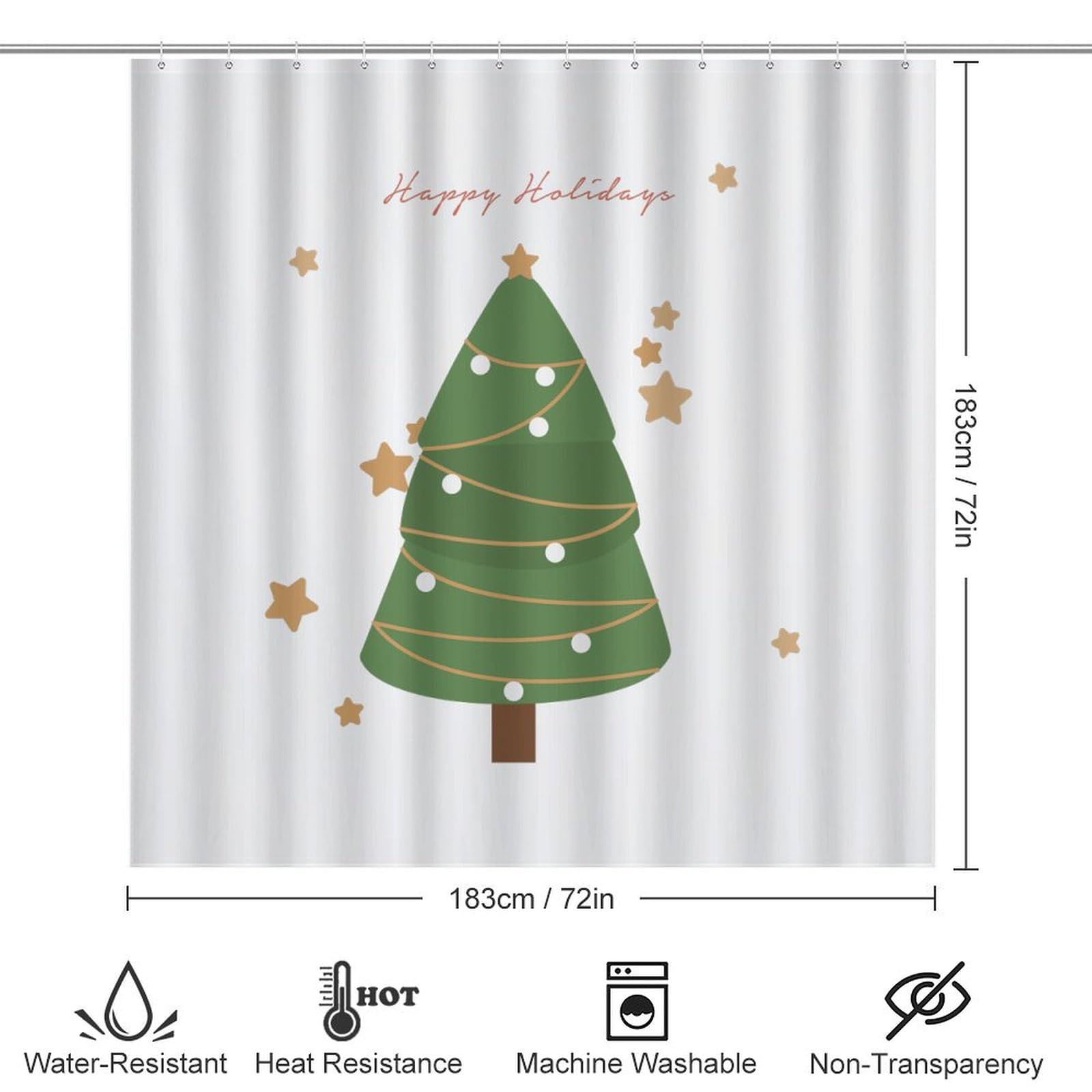 Árbol de Navidad Baño de Cuatro Piezas Tappeto De Baño De Bambú, Antideslizante Y Lavable, Ideal para Ducha Y Baño Moderno 183×183cm