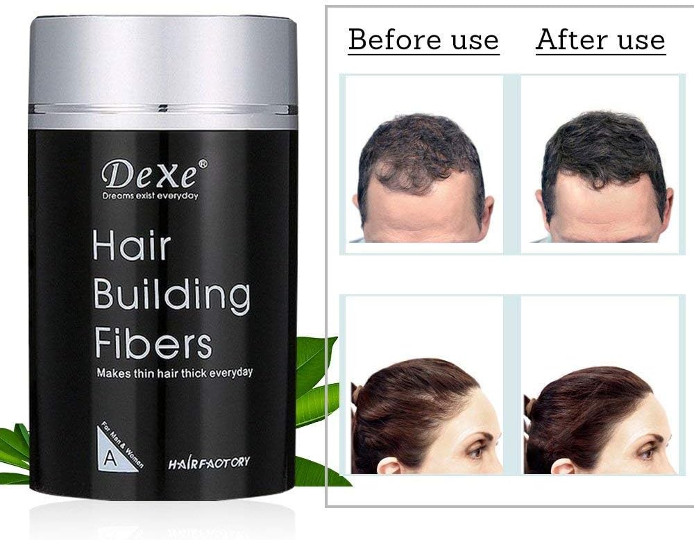 Dexe Hair Building Fibers,Sky-shop Hair Re-growth Powder Keratin Hair Fiber,Thinning Hair and Bald Spots Hair Fibers for Women and Men(Black)