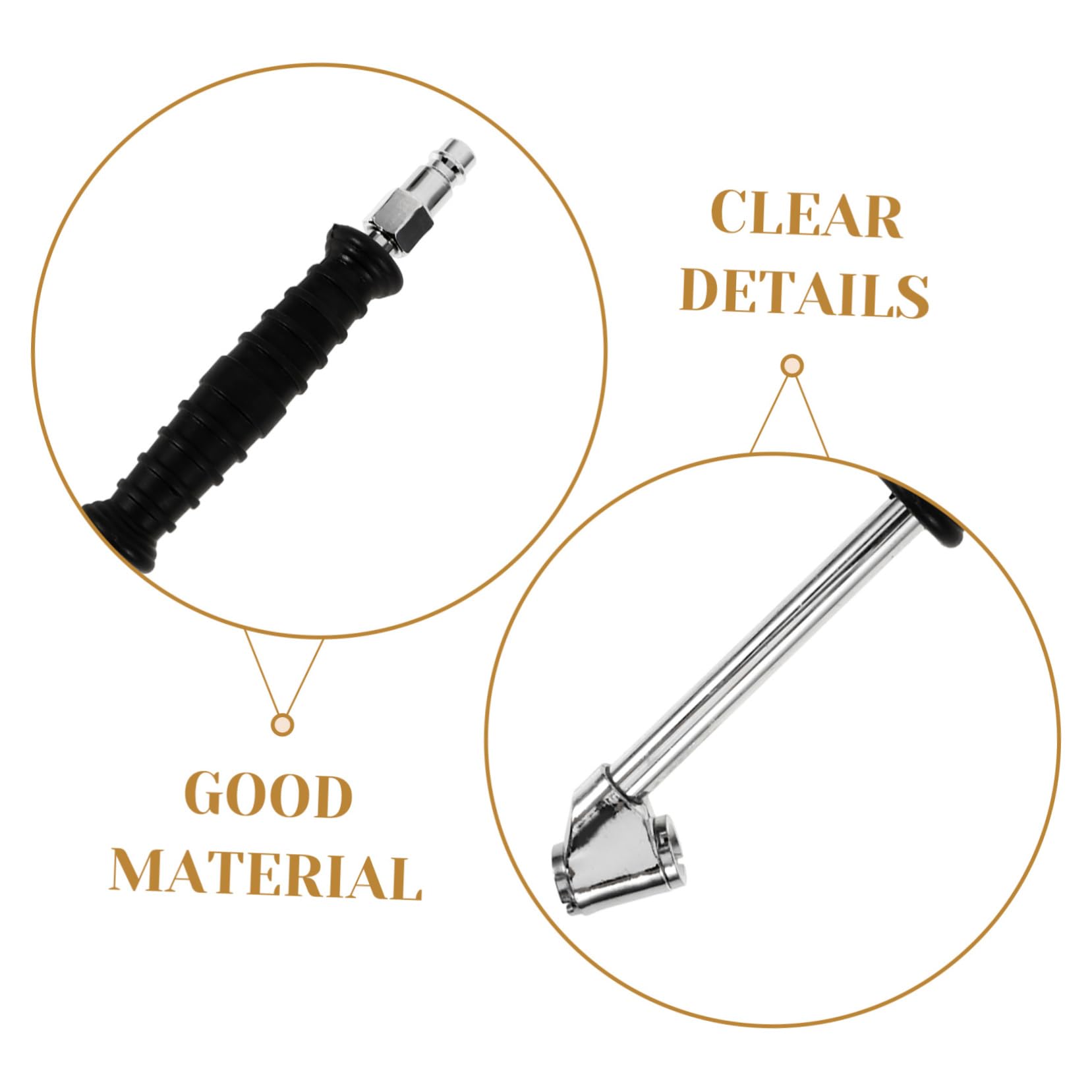 Beatifufu Quick Inflation Tire Chuck Nozzle Metal Inflator for Air Compressor Straight Air Chuck Pressure Gauge