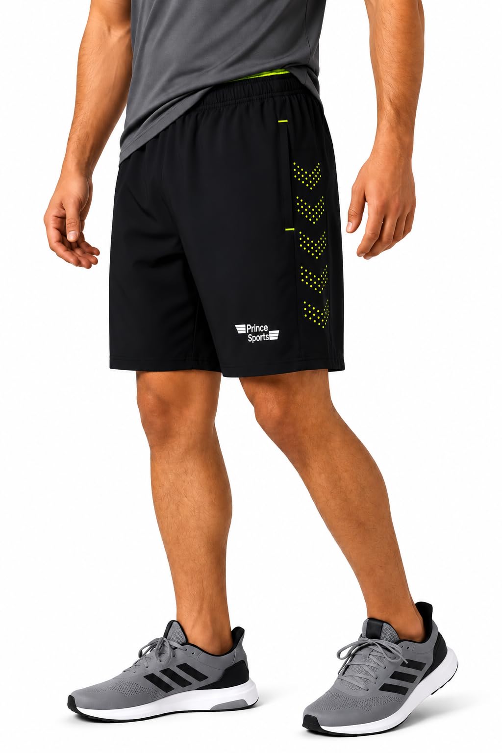 Prince Sports Men's Quick Dry Sports Shorts | Lightweight Gym Running Training Shorts | Elastic Waist Activewear with Side Pockets | Black-picture-23