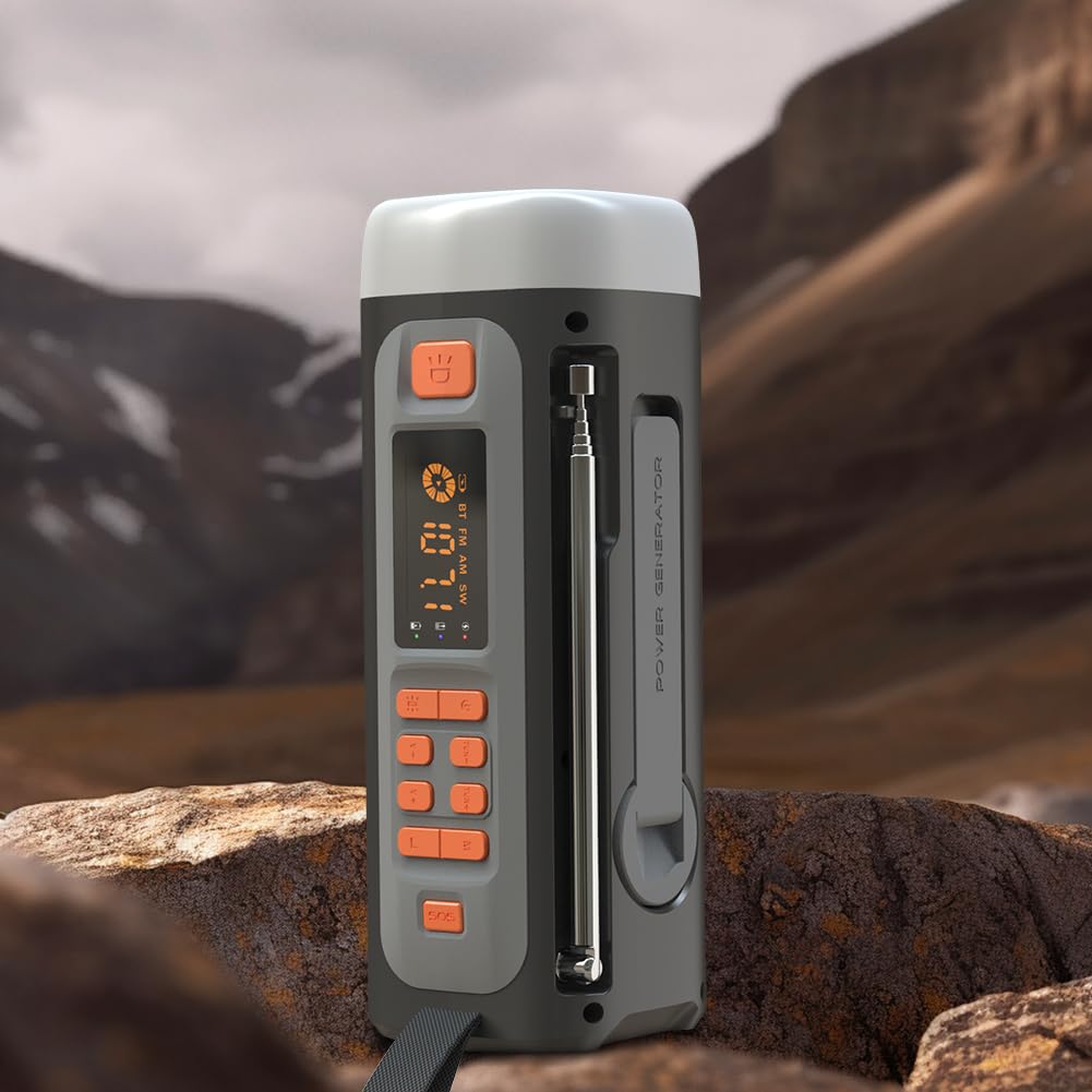 4500mAh Emergency Am/FM/SW Radio BT BT ALTAUS USB C/Solar/Hand Crank Cargando la Linterna de Radio portátil SOS para Acampar