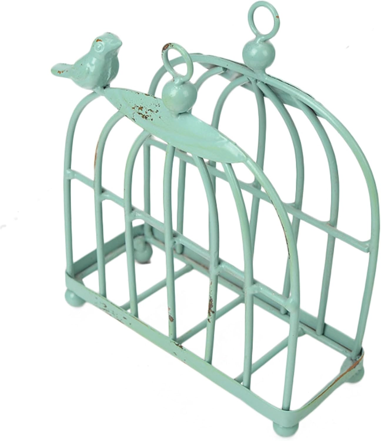 Vintage Hotel Storage Decor Wrought Iron Bird Cage Paper Towel Holder Vertical Tabletop Napkin Rack for Kitchen Restaurant