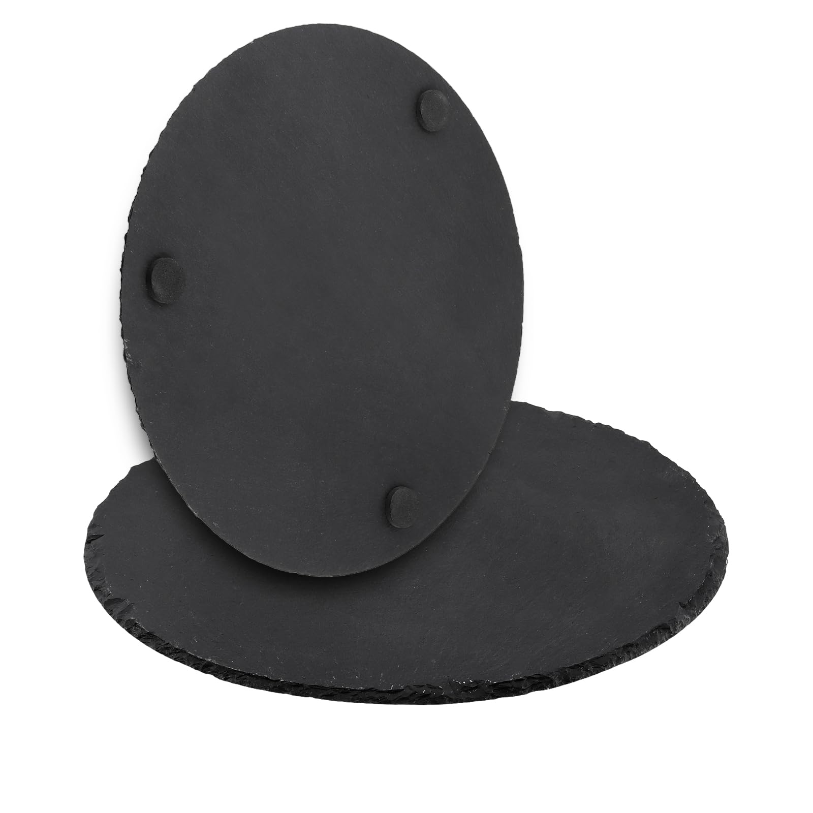 MUKLEI 10 tablas de pizarra de 8 pulgadas, platos de pizarra negra para charcutería redonda para platos, carne, aperitivos