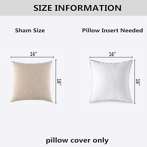 Miniatura 6 de Kevin Textile Simple - Fundas de almohada de lino con cremallera oculta, diseño de estrellas nórdicas, 2 unidades, 16 x 16 pulgadas, color beige