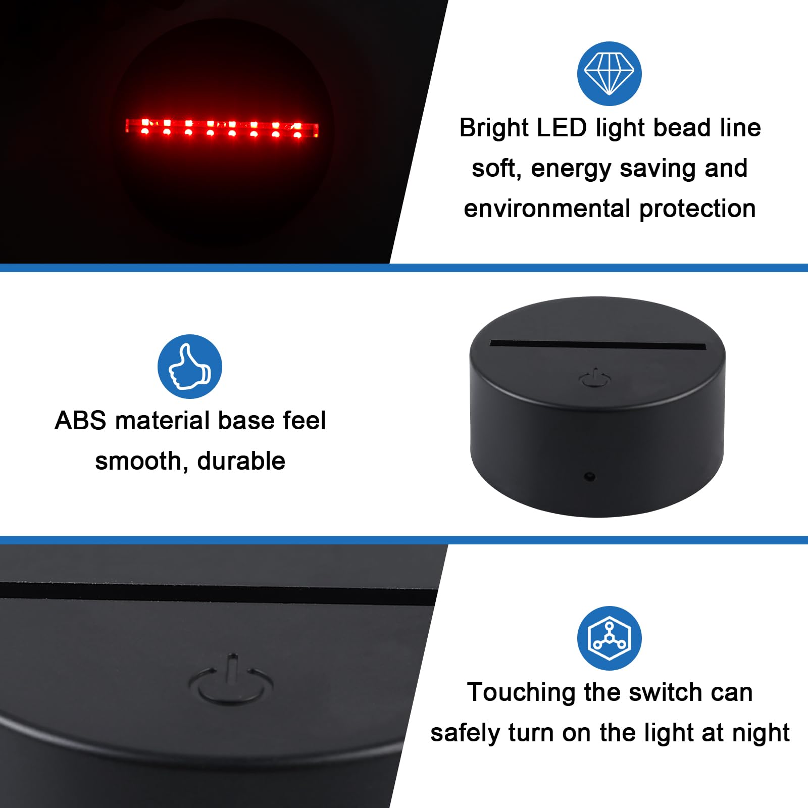 BAIFULAI Attacco LED, 2 pezzi, attacco luminoso 3D, con telecomando e cavo USB, regolabile, 16 colori, controllo touch, luce notturna a LED, per acrilico e plexiglas, per camera da letto, bar