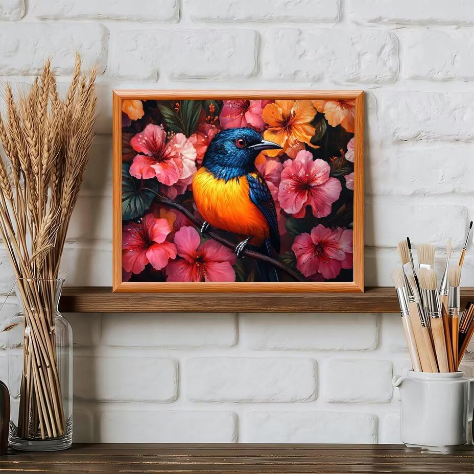 Pintar por números adultos pájaro lienzo grande 50x70 con pinceles y pinturas acrílicas DIY 3