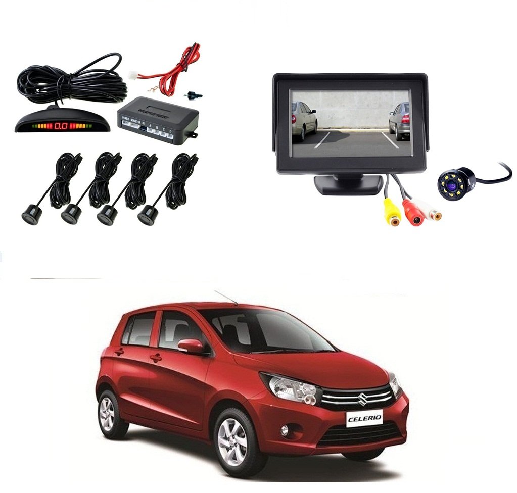 AutoStark Car Parking Sensors-Black+4.3 Inch Screen & Camera-for Maruti Suzuki Celerio