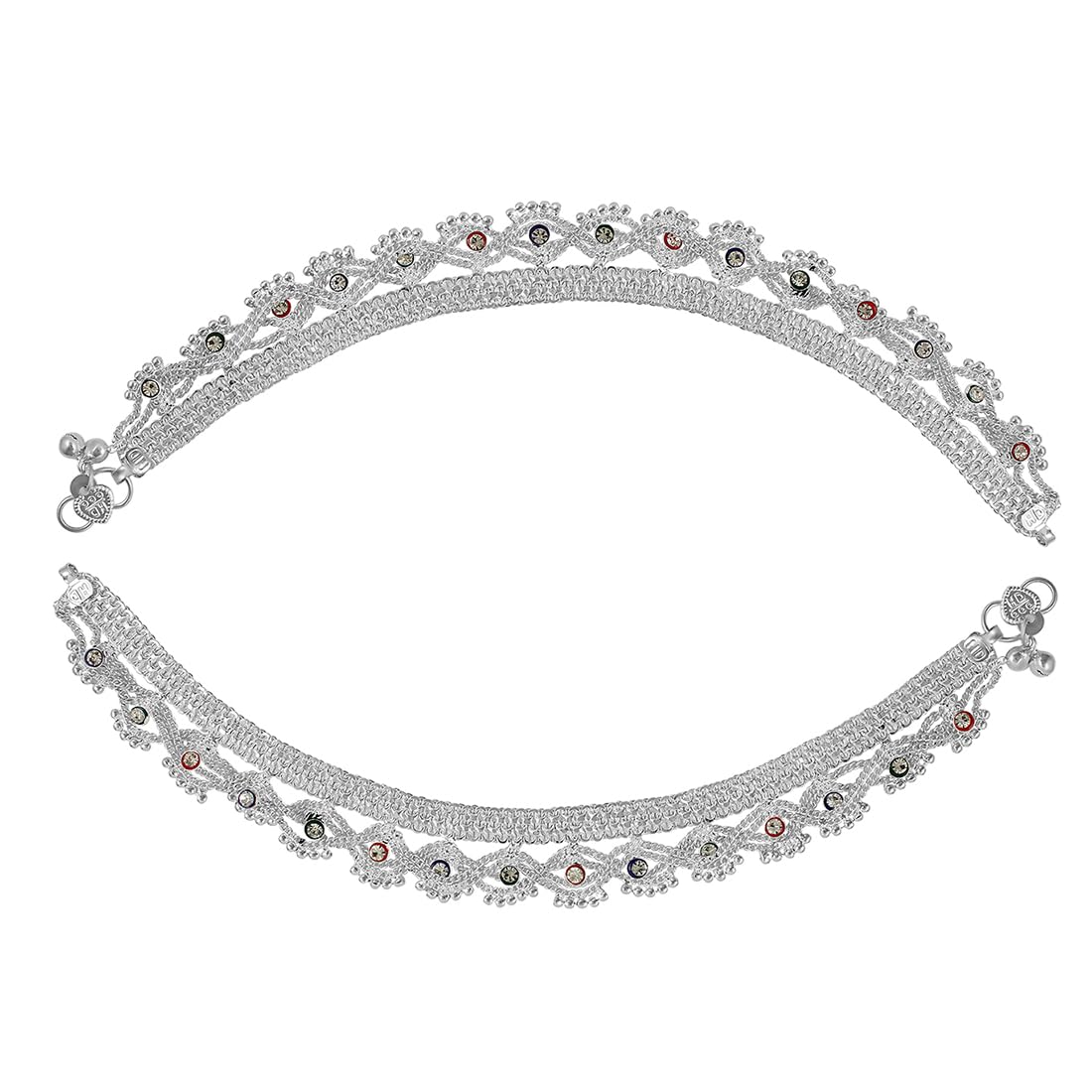 Nakabh Indian Traditional White Metal Anklets Payal Pair for Women Girls with Attached Ghungroo (1905503) (B0CHFWYP9Q) Amazon Price History, Amazon Price Tracker