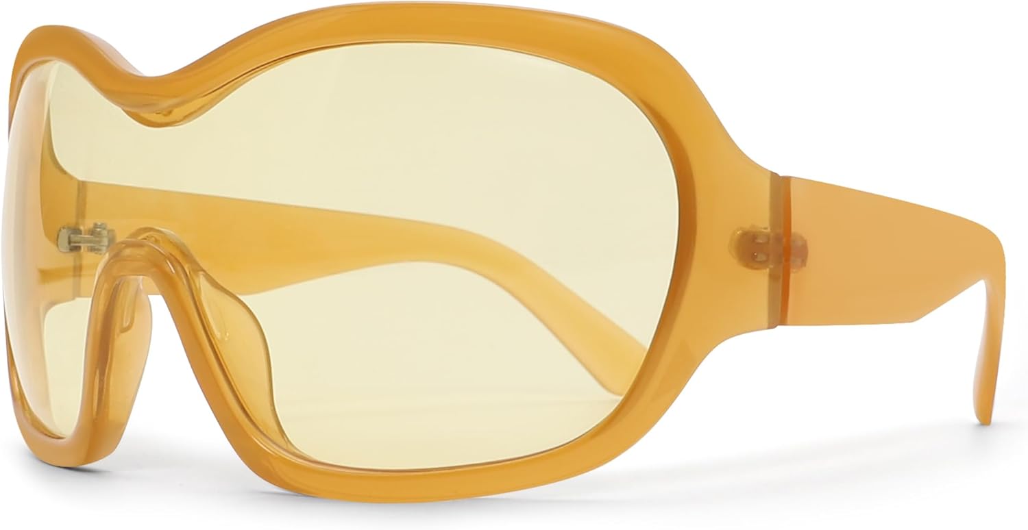 Oversized Trendy Wrap Around Sunglasses for Women Men - Cool Concert shades 2000s Retro Round Big Shield Glasses - Image 5