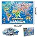 MOTYAWN 200 Pieces World Map Puzzle, World Map Jigsaw Puzzle Educational Geography Floor Puzzles