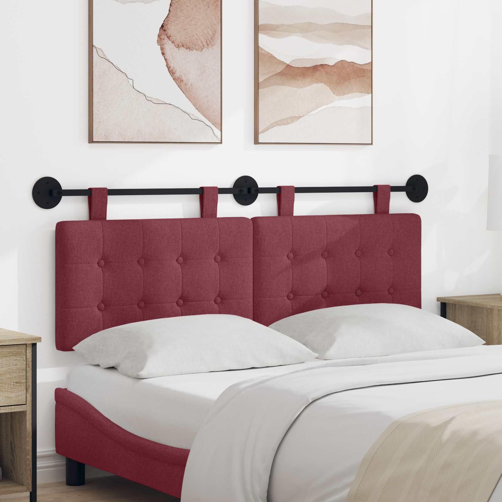 vidaXL Tête de lit Suspendue Tissu, Tête de lit Moderne rectangulaire, Design Mural, déco de Chambre Personnalisable, Meubles Gain de Place