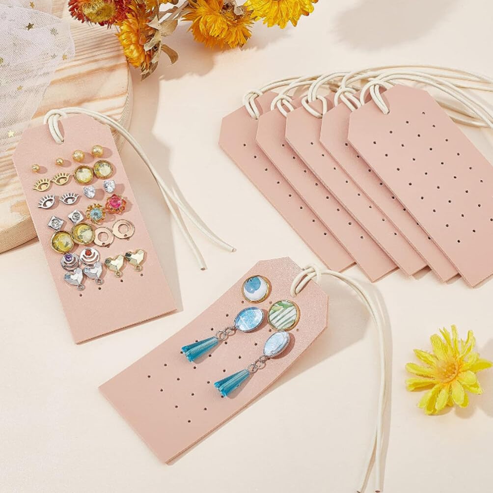 LIFKOME 2pcs Portable Leather Earring Holders Pierced Earring Display Cards Brooch Badge Hanging Jewelry Organizer for Travel Storage