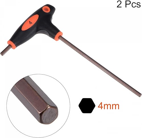 Miniatura 3 de uxcell Llave hexagonal de 0.157 in con mango en T de doble extremo, acero métrico S2 2 piezas