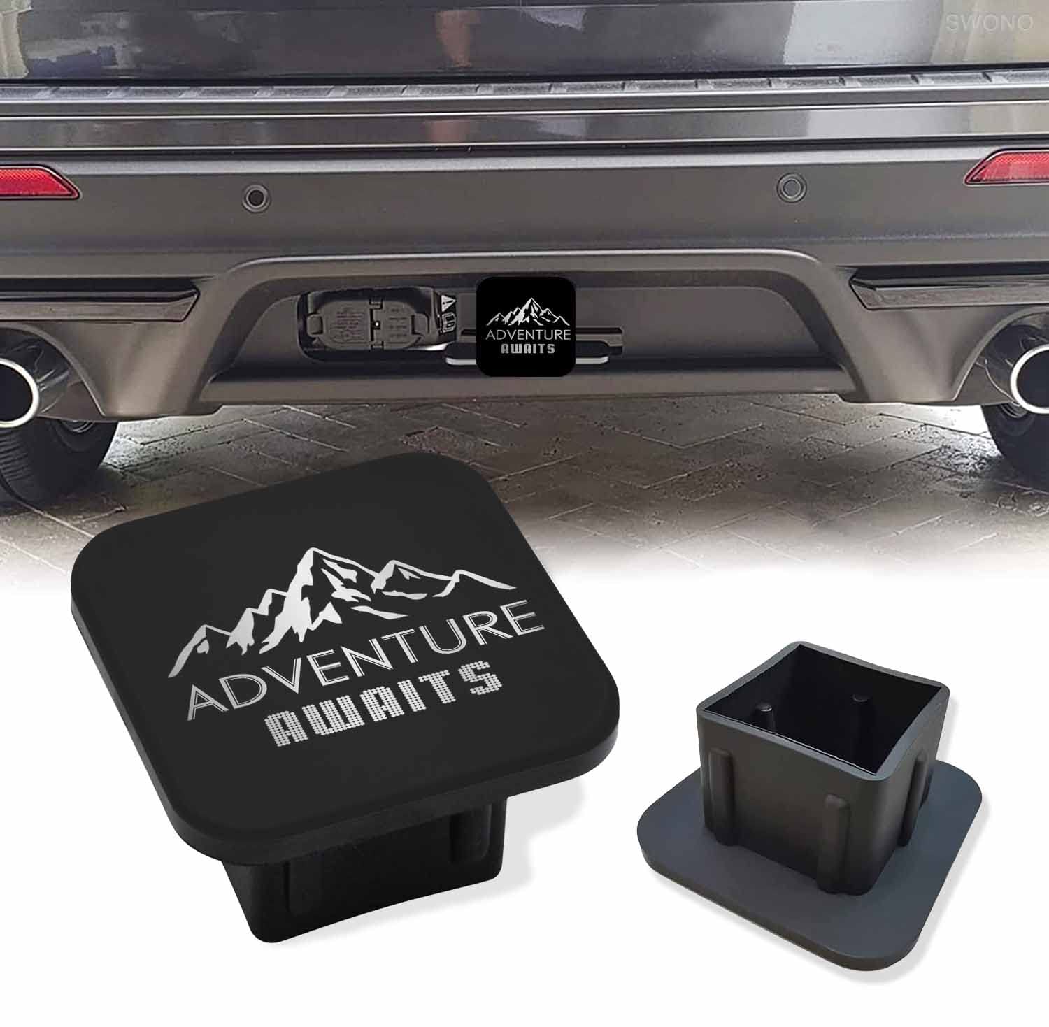 Swono AUTO Trailer Hitch Cover, 2 Inch Tow Receiver Tube Plug Cap