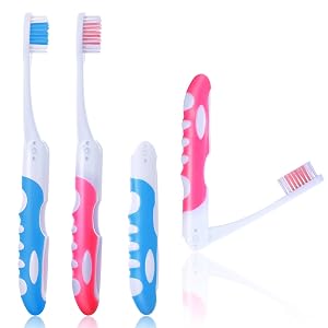 4 Pack Portable Travel Folding Toothbrush Folding Toothbrush Kit Portable Soft Toothbrushes Soft Bristles Ergonomic Handle for Traveling