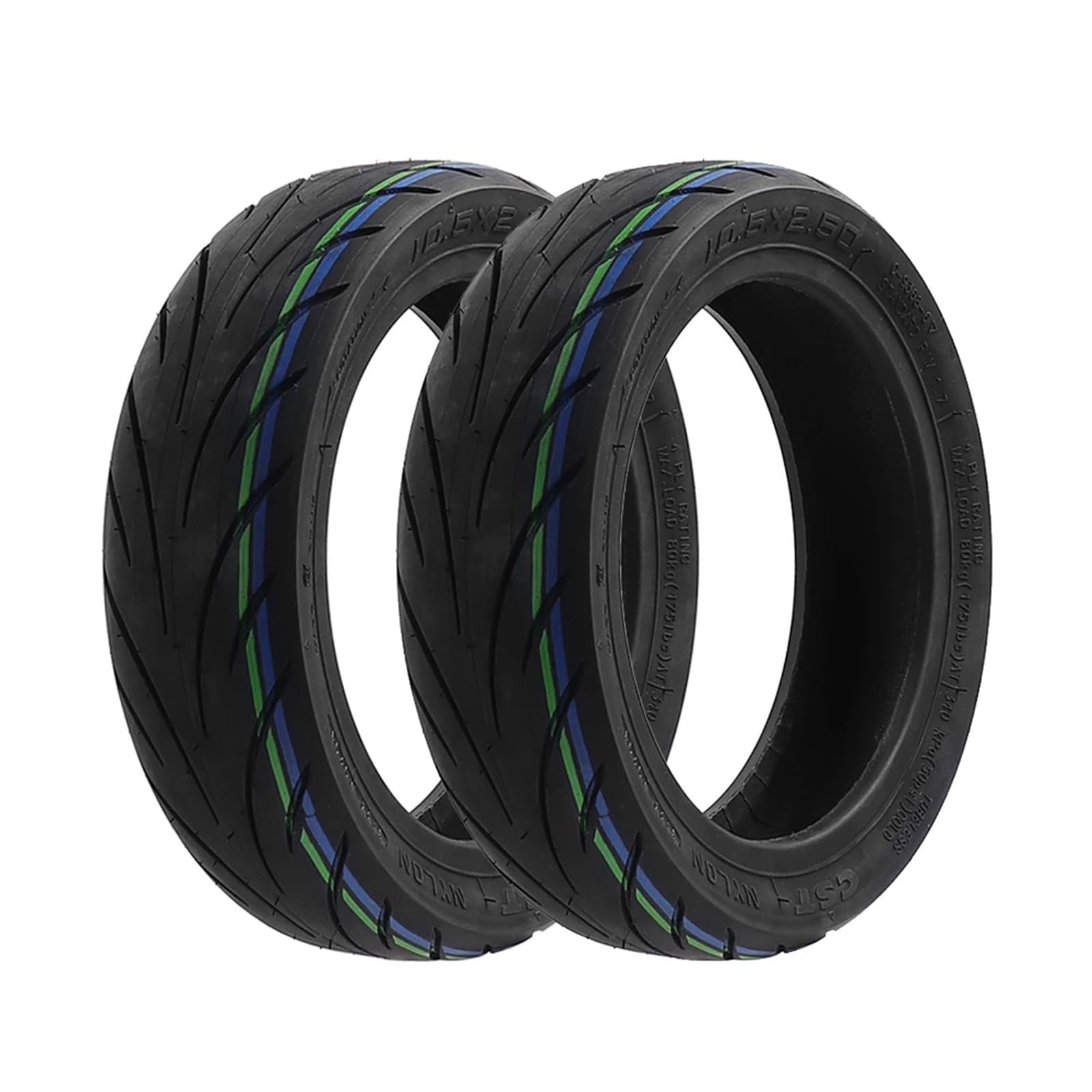 E Scooter Reifen, E Roller Reifen 10,5x2,50 Tubeless Außenreifen for P65 P100 Elektroroller Langlebiges Vakuum-Kickscooter-Reparaturzubehör(2pcs)