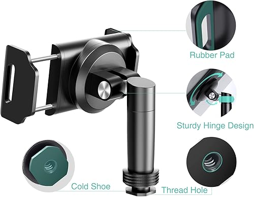 Miniatura 8 de Elitehood Soporte universal para teléfono, adaptador de trípode giratorio de 360 grados para iPhone con adaptador de tornillo de 14 pies y zapata