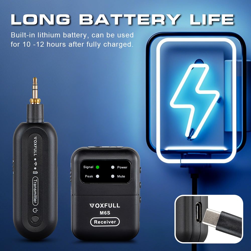 Kabelloses Stereo-In-Ear-Monitorsystem, 2,4 G, kabelloses IEM-System mit Sender, Clip-on-Empfänger, automatische Kopplung, In-Ear-Überwachung für Kirche, Bühne, Live-Performance (M6S)