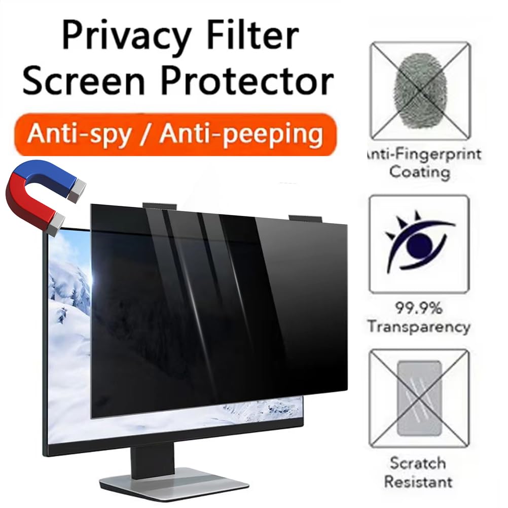Pantalla De Privacidad para Computadora Magnética De 32 Pulgadas, Filtro Colgante Ultradelgado para Monitor Sin Marco 16:9, Protección Ocular Desmontable Contra Luz Azul Y Antirreflejo