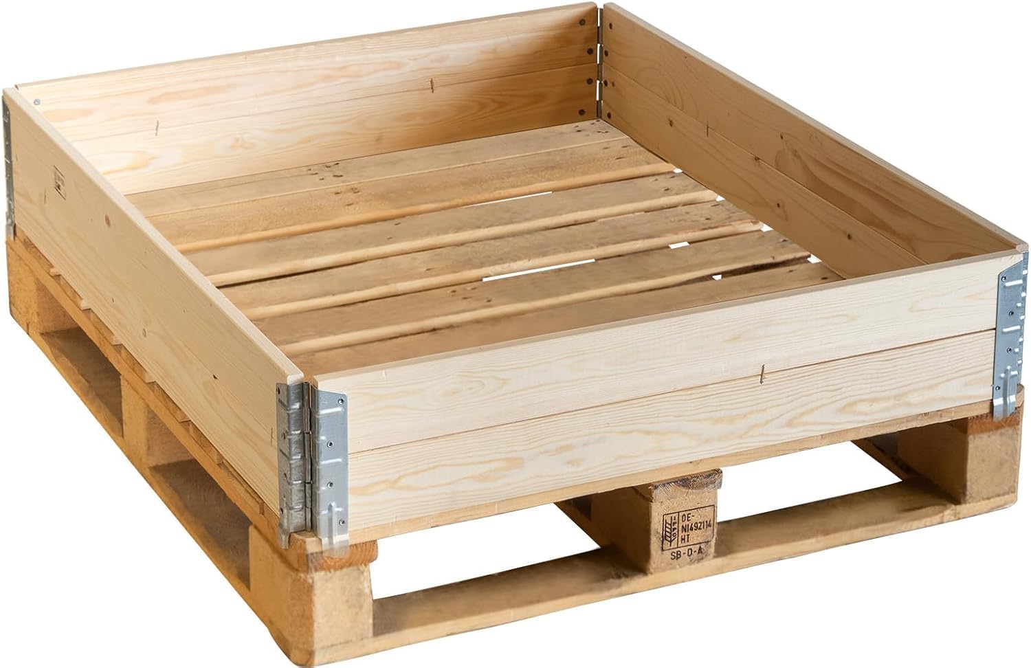rg-vertrieb 9X Palettenrahmen Aufsatzrahmen Holz für Europalette, Hochbeet Rahmen Faltbar, Stapelrahmen für Garten & Lager 120x80x19cm Natur