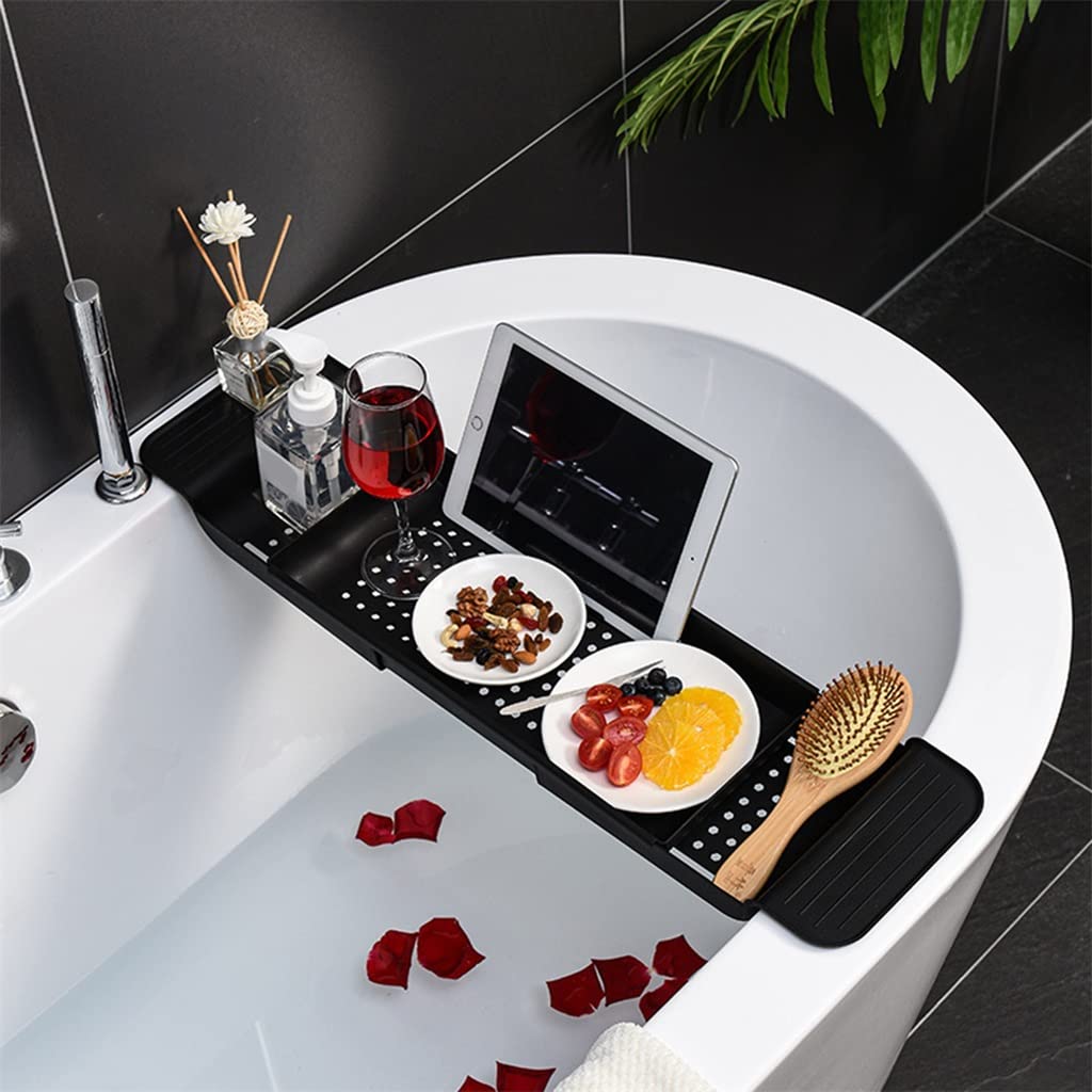 Bandeja de bañera expandible para spa, para libros, vino, teléfono y tableta, bandeja de baño ajustable para relajación y tiempo libre