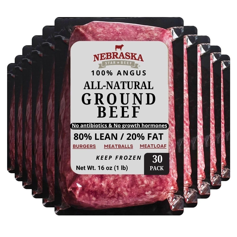 Nebraska Star Beef All Natural Angus 80/20 Ground Beef - 30-1lb Packages