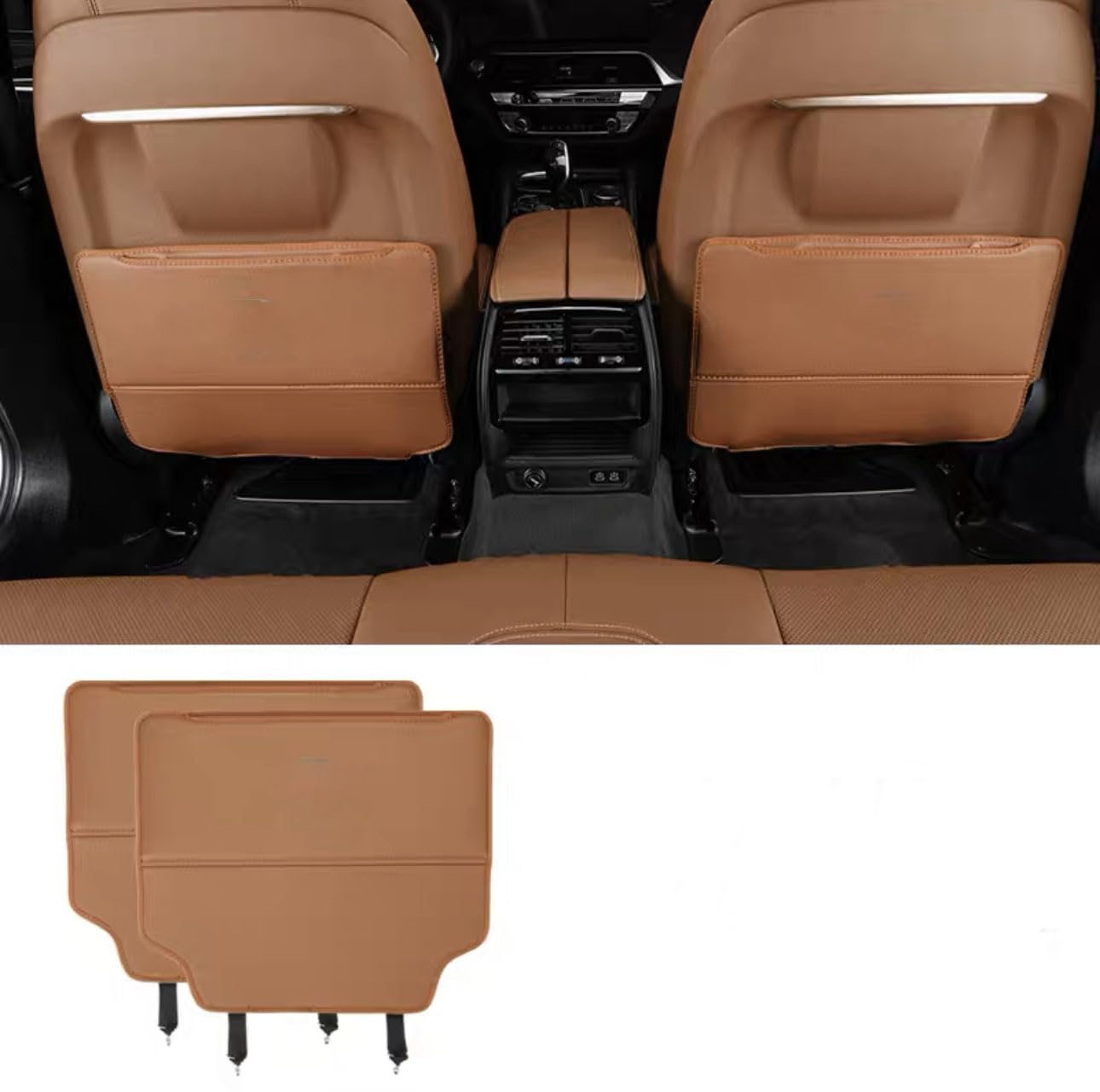 2Pcs Sedile Posteriore Per Auto Protezione Anti-kick Pad per VW Up!, Pelle Impermeabile e Resistente Protettori di Seggiolini Auto per Bambini,C Brown