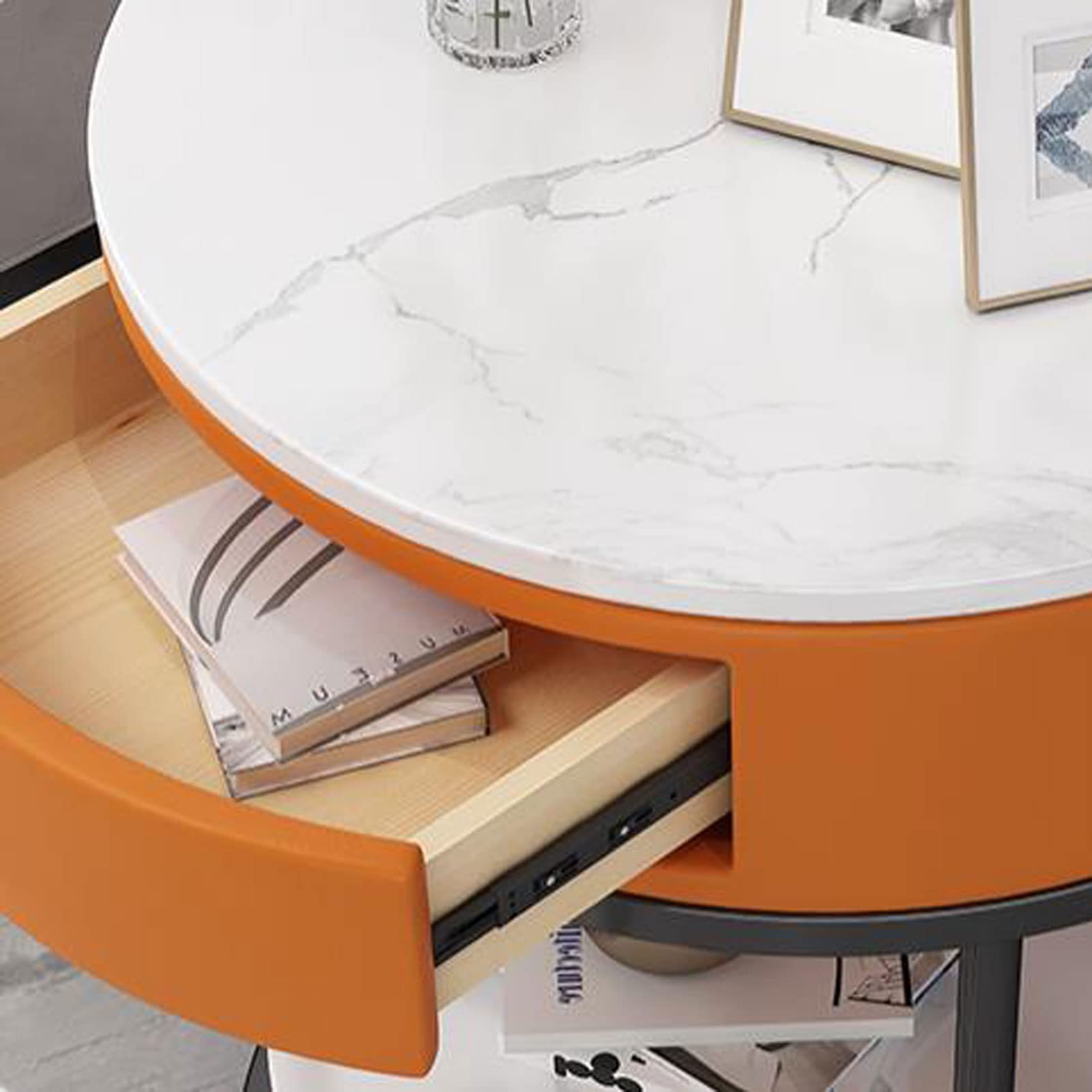 Moderne metalen bijzettafel met dienblad kleine ronde