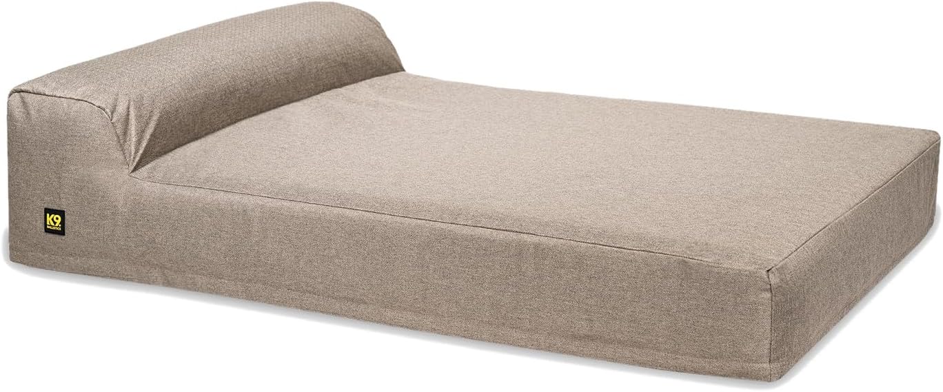 K9 Ballistics Tough Ripstop Giant 7" Thick Bolster Orthopedic Bed for Big XXL Dogs and Heavy Breeds with Soft Headrest & Durable, Removable Machine Washable Cover - XX Large, Obsidian Black