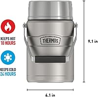 Vista 70 de THERMOS Stainless King Tarro de alimentos aislado al vacío con cuchara, 16 onzas, verde militar