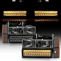 Vista 1 de ACANII - Para 1988-1993 GMC Sierra Chevy Silverado CK C10 faros ahumados+luces LED de señal de parachoques 4 piezas izquierda + derecha