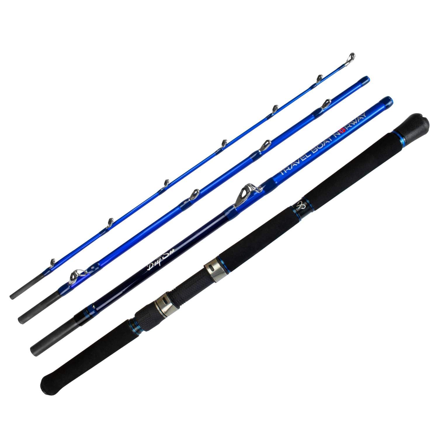 Travel Boat Norway – 4-teilige Reise-Bootsrute – 229cm – High Performance Carbon – Inkl. Hardcase Transportrohr – 300-600g/400-800g – Meeresrute für Heilbutt & Dorsch